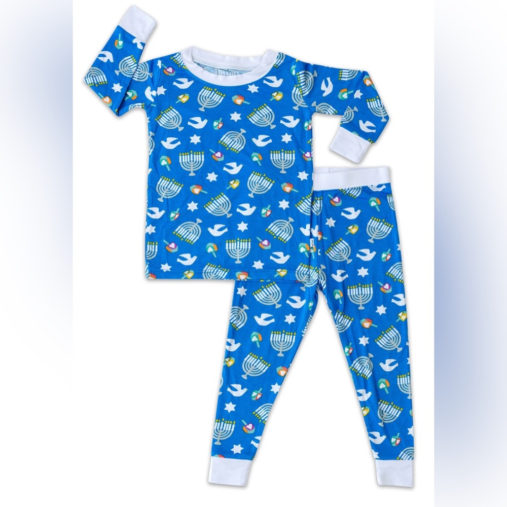 Little Sleepies Gender Neutral Pajama Set with Festive Hanukkah Print